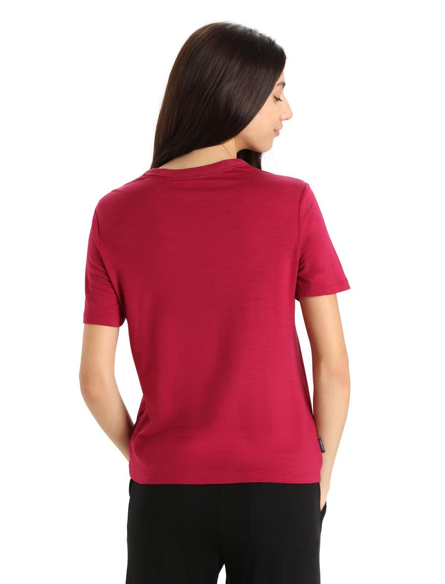 Cherry Icebreaker MerinoFine™ Short Sleeve Women's T Shirts | AU 1612HAPK